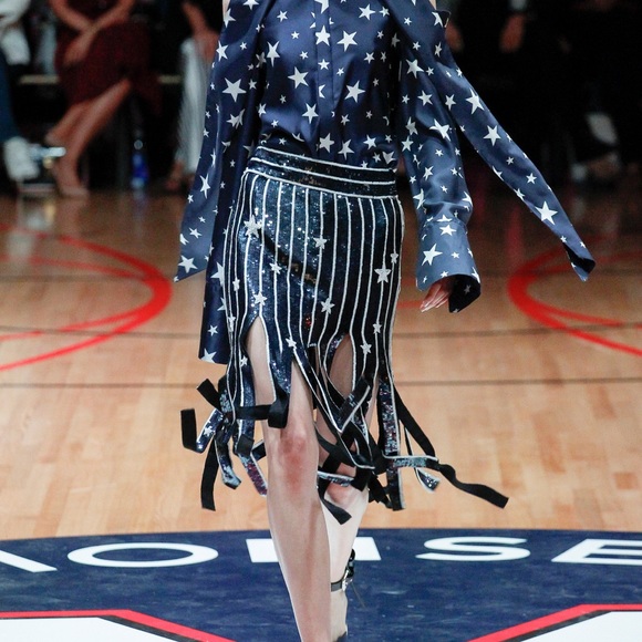 New sequins skirt in navy blue/white color size small. - Picture 1 of 10